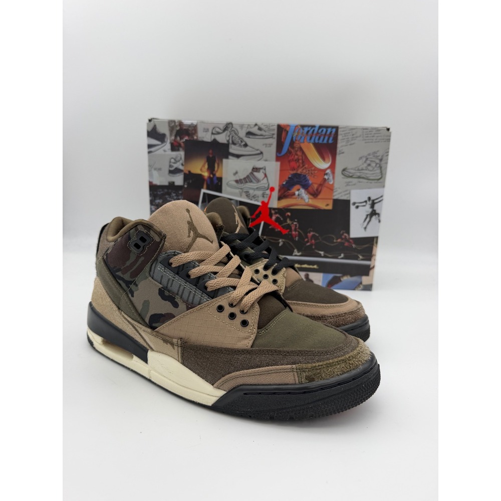 Jordan 3 Retro Patchwork Camo Mens Size 9 DO1830-200 Camouflage Sneakers OG Box